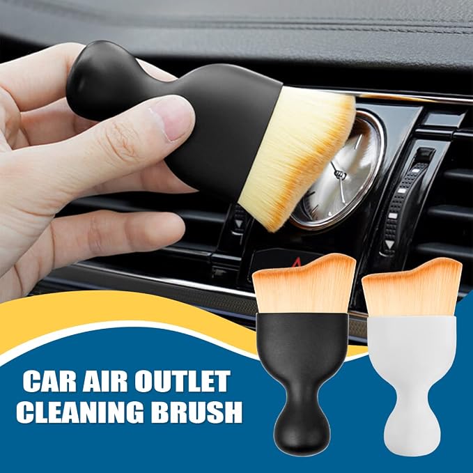 Car Detailing Brush, Auto Interior Dusting Brush, Car Soft Bristle Cleaning Tool, Universal Car Interior Crevice Brush for Dashboard, Air Conditioner Vents, Leather, Computer (Brown)