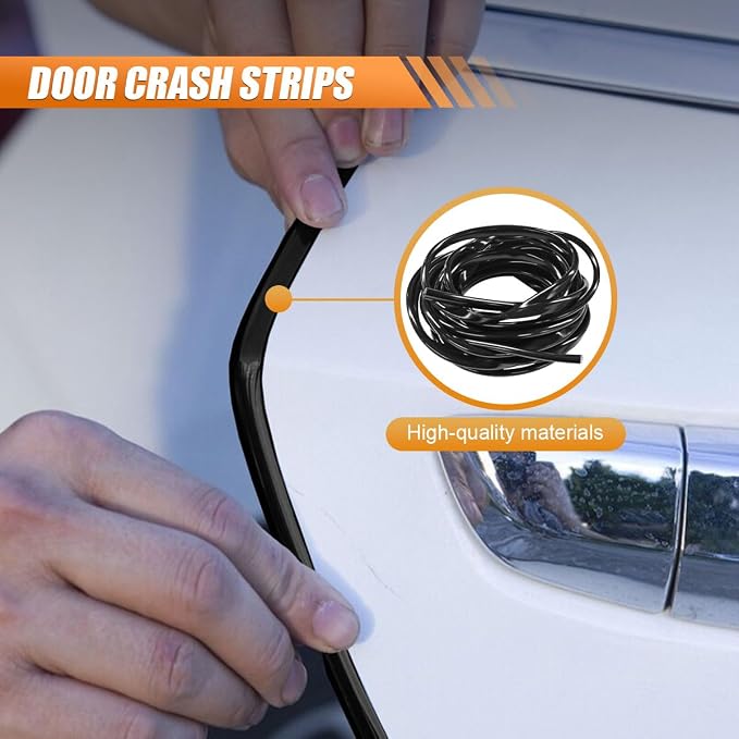 Car Door Edge Guards 32.8ft, Universal U-Shaped PVC Trim Strip Chrome Tape Self-Adhesive, Scratch Resistant Automotive Door Edge Molding Protection for Cars Truck SUV Weatherproof(Black-10M)