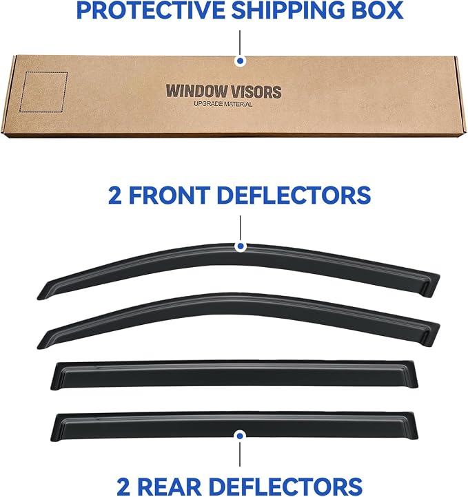 Window Visors Rain Guards Shield for 2008-2013 Toyota Highlander, Out-Channel Window Vent Wind Deflectors Visors Shades for 08-13 Highlander Hybrid