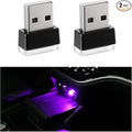 2 PCS USB LED Car Interior Atmosphere Lamp, Portable Mini LED Night Light, Plug-in USB Interface Trunk Ambient Lighting Kit, Universal Interior Car Accessories (Purple)