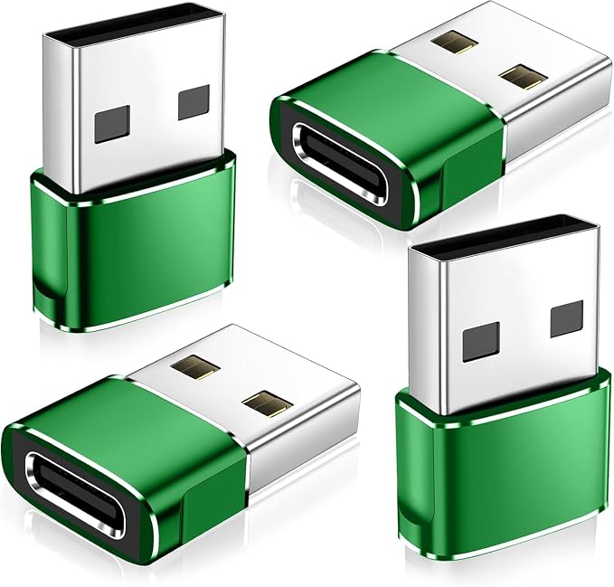 𝟒𝐏𝐚𝐜𝐤 𝐔𝐩𝐠𝐫𝐚𝐝𝐞𝐝 USB to USB C Adapter,Type-C Female to A Male Charger Converter for iPhone 17 Charger,iWatch Ultra SE 9 10,iPhone 17 Pro Max 16 15 14,Samsung S25,AirPods,iPad,Car,Xbox