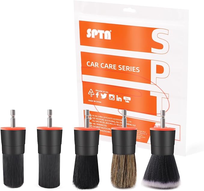 Drill Brush Attachment, 5 Pcs Mixed Hair Drill Brush Head Set, Auto Detail Set, Replacement Car Detail for Cleaning Interior or Exterior, Used on Electric, Electric Driver