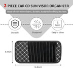 2PCS Car CD Visor Storage Cases, Sun Visor Organizer Disc Holder with 10 DVD Storage Sleeves, Vehicle Sunshade Anti-Scratch Leather CD Case Wallet for Car Truck SUV (White)