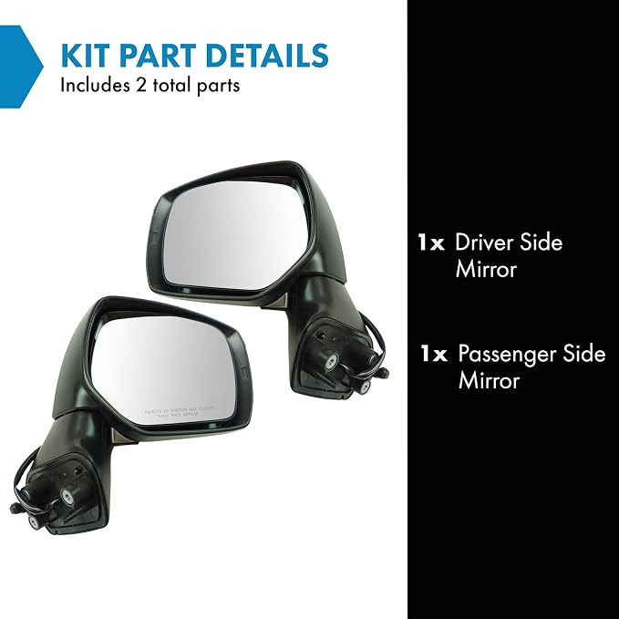 2 Piece Driver and Passenger Side Mirror Assembly Set Electric Adjustment Non-Heated No Memory Black Compatible with 2014-2016 Subaru Forester SU1320129 SU1321129