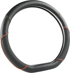 D Shape Steering Wheel Cover for Nissan Rogue Kicks - Auto Car Steering Wheel Cover Customized for Nissan Altima Sentra(Black+Orange Line-D-Shaped)