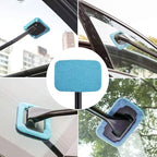 Car Care Microfiber Cloths for Windshield Cleaning Tool, Windshield Cleanner Wand Replaceable Glass Cleaning Bonnets, Interior Auto Window Cleaner Washing Pads, Fit 5”, Blue, 5 Pack