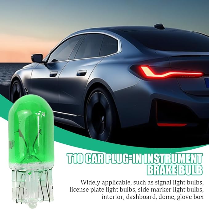 25PCS T10 12V 5W Car Turn Signal Light Bulbs, Clear Flat Foot Vehicle Side Marker Lamp Bulbs, Auto Interior Amber Headlight Bulbs Accessories, Universal for SUV, Sedan, Truck (Green)