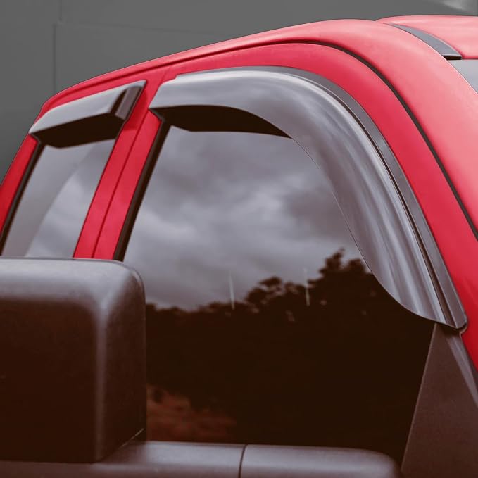 Voron Glass Tape-on Extra Durable Rain Guards for Chevrolet (Chevy) Silverado/GMC Sierra 2014-2018 Double Cab, Window Deflectors, Vent Window Visors, 4 Pieces - 100849