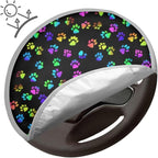 Dog Paw Print Steering Wheel Cover Sun Shade Universal 17 inch Cooling Steering Wheel Sun Cover for Heat Protection Cute Car Steering Wheel Accessories for Women Dog Lover