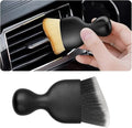 Car Interior Detailing Brush, Auto Soft Hair Cleaning Brushes, Curved Dirt Dust Collectors, Removal Tool for Dashboard Air Conditioner Vents Leather, Scratch Free (Black/White/1PCS)