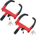 2 Pack Trailer Wheel Lock | Heavy Duty Anti Theft Wheel Clamp Lock with 3 Keys Adjustable Security Tire Lock Fits 7-11" Width Tyres, Great Deterrent for Trailers Car SUV Boats ATVs (Red-Black)