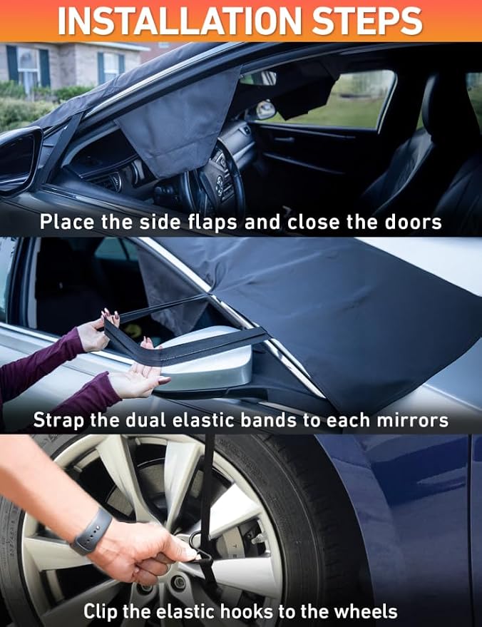 Car Snow Cover Compatible for Lexus is 300 | Windshield Cover for Ice and Snow with S-Hook Straps | Heavy-Duty 600D Oxford Winter Car Cover, Waterproof & Anti-Slip