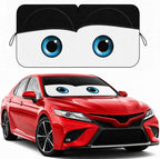 Car Windshield Sun Shade, Universal Fit Midsized Sedan SUV, Classic Black | 63 x 31.5" Windshield Cover, Foldable Front Window Sunshade, UV Heat Protection, Cute Eyes Series