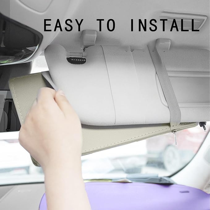 Car Sun Visor Organizer, Visor Organizer Auto Car visor Storage Organizer Sun Visor Storage Organizer with Pockets Car Visor Storages Pouch Truck Visor Organizer for Men Women(Grey)