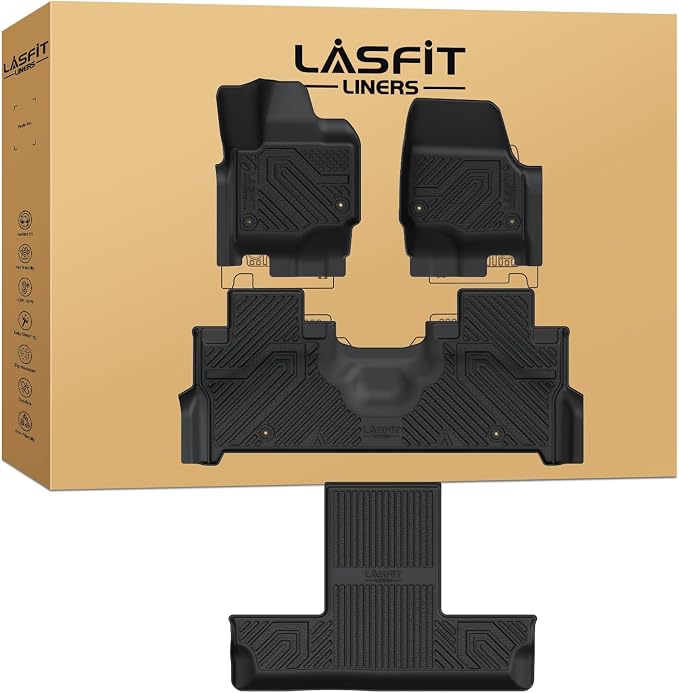 Floor Mats for 2025 2026 2027 Ford Expedition 7 Seats Standard (Not Fit 8 Seats and Not Fit Max),All Weather Protection TPE Easy Clean Floor Liners,3Row,4PCS Black