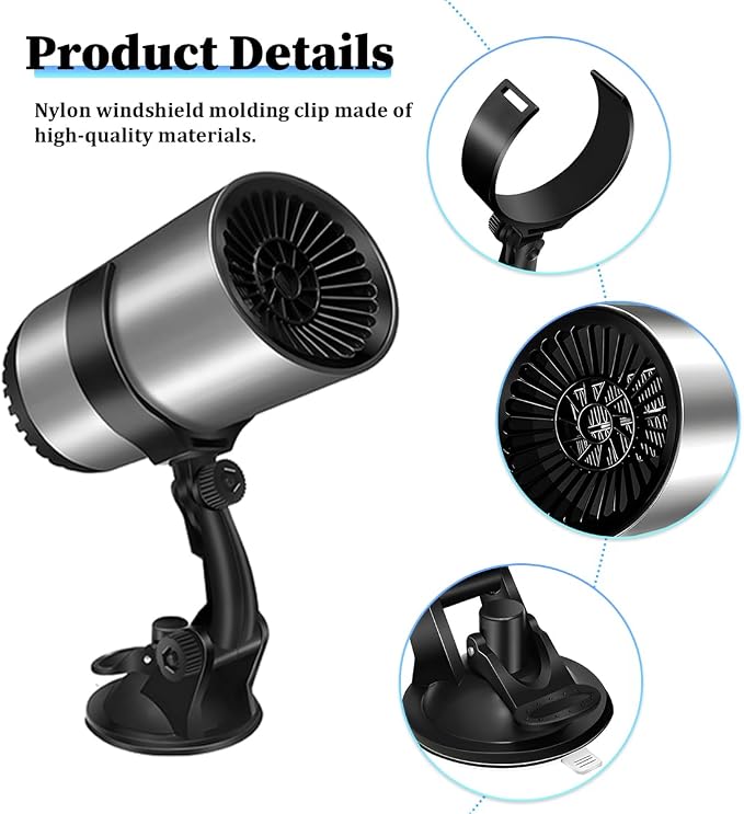 Car Heater, 12V 150W 2 in 1 Plugs into Cigarette Lighter Vehicle Windshield Defogger with Suction Holder, Automotive Interior Heater Defroster, Universal for SUV RV Truck