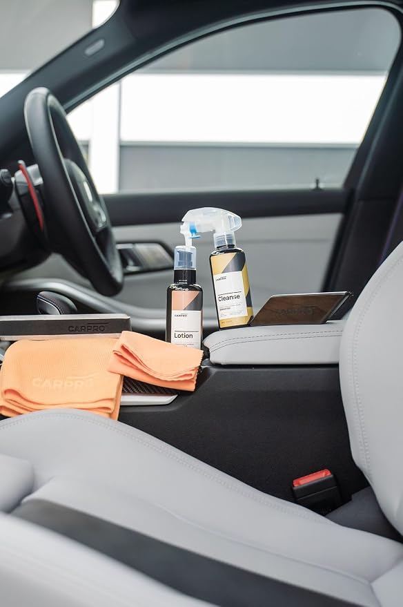 Skincare Leather Kit: Car Leather Cleaner, Leather Conditioner, Brush & Towel - Clean and Condition All Types of Leather - Prevent Car Leather Seats from Fading, Cracking & Drying Out