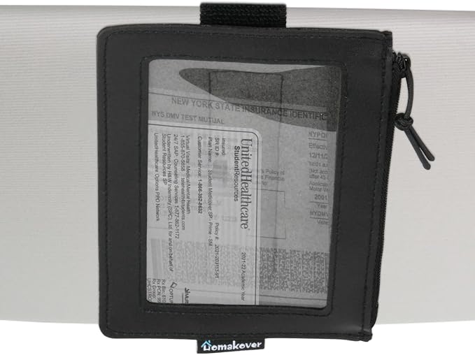 Registration & Insurance Card Document Holder for Visor, Carrying Case for High Road Registration and Insurance Pocket, Adjustable Visor Bag Drivers License Holder, Fit Most Car, SUV and Truck (Black)