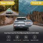 Front 2K+Rear 1080P Dash Cam for 2021-2025 Ford Mustang Mach-E GT Select Premium, Integrated OEM Look, Dual HD Video, Loop Recording, WiFi & APP, G-Sensor, Easy to Set, 64GB Card