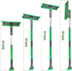 56 Inch Truck Snow Brush Scraper Long Handle, Heavy Duty Extendable Snow Broom for SUV, Windshield Ice Scraper with Foam Grip for Car Automobile Vehicle Window - Green