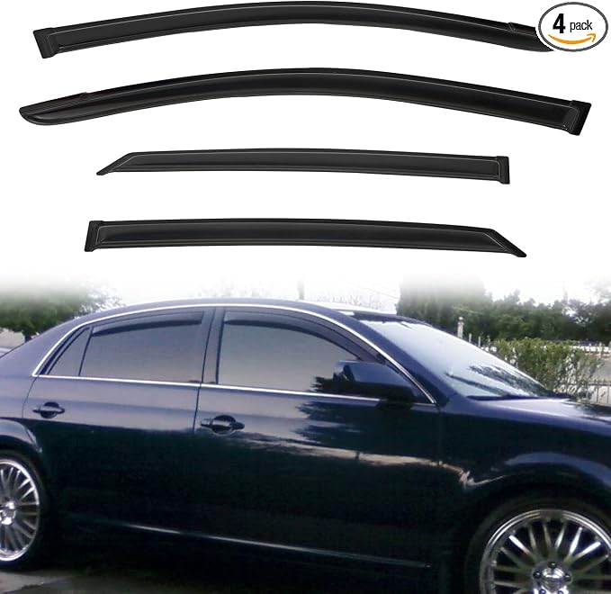 Rain Guards Compatible with 2005-2012 Toyota Avalon Tape-On Side Window Visor Wind Deflector Vent Visors Car Accessories 4pcs