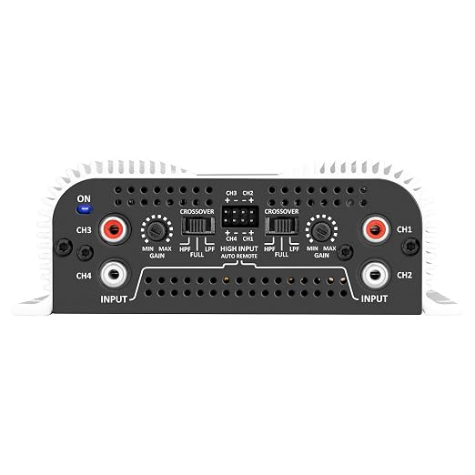 TS 800x4 1 Ohm Multichannel Stereo Amplifier 800 Watts Rms, 4 Channels, Full Range, Car Audio Amp Digital 2 Bridged Channel, Crossover High/Low Pass, with RCA and Automatic High Level Input