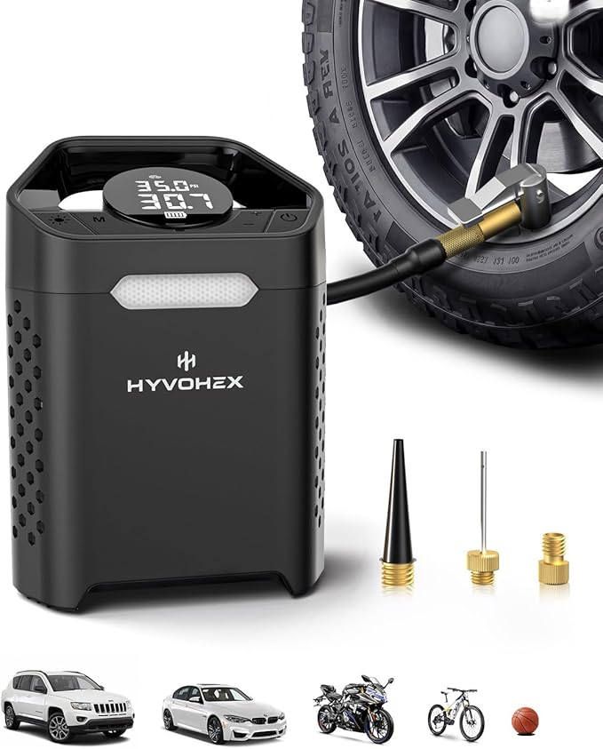 Heavy-Duty 160 PSI Tire Inflator,Electric Ball Pump for Sports Balls,Portable Air Pump with Digital Pressure Gauge and LED Light,Bike Pump for Car,SUV,Bicycle,Basketball,Soccer,Volleyball and Football