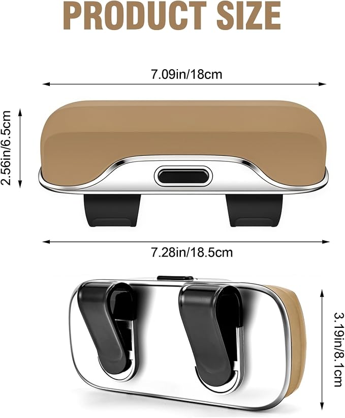 Sunglasses Holder for Car Sun Visor – Soft Vehicle Interior Glasses Organizer Box Accessories,Protective Automotive Eyeglasses Storage Case Hanger,Universal for SUV Sedan Truck (Beige)