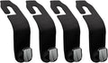 Leather Seat Headrest Hook, 4 Pack Purses and Bags Holder Hanger for Car Groceries Organization Accessories, Black