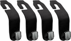 Leather Seat Headrest Hook, 4 Pack Purses and Bags Holder Hanger for Car Groceries Organization Accessories, Black