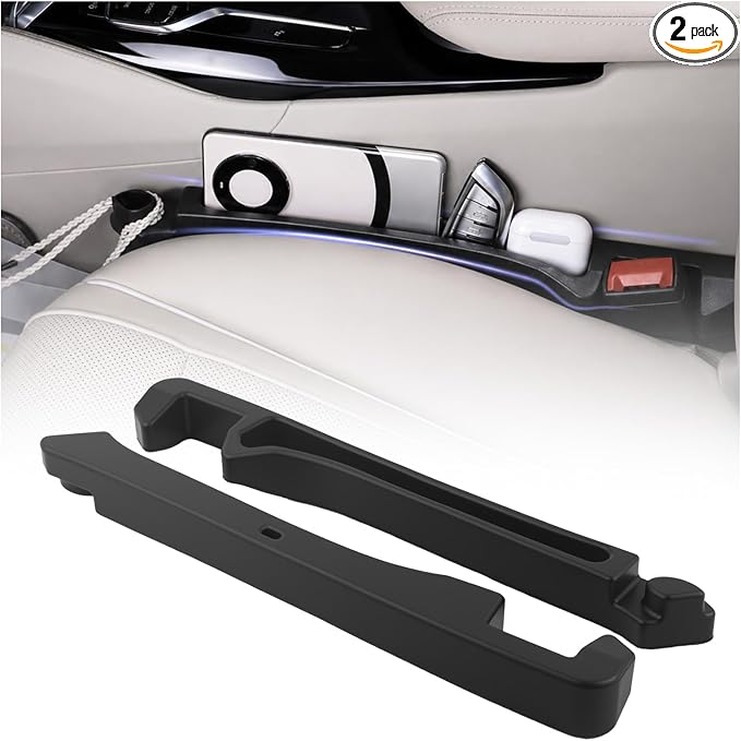 2PCS Upgraded Car Seat Gap Filler Organizer,Versatile Car Gap Filler Organizer with Hooks & Storage Slots Design,Soft Cars Seat Gaps Fillers Strip Cars Accessories Interior