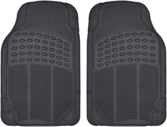 ProLiner Floor Mats for Cars Trucks SUV, 2-Piece All-Weather Car Mats with Universal Fit Design, Durable Car Floor Mats with Capture Ridges, Waterproof Rubber Floor Mats for Cars (Black)