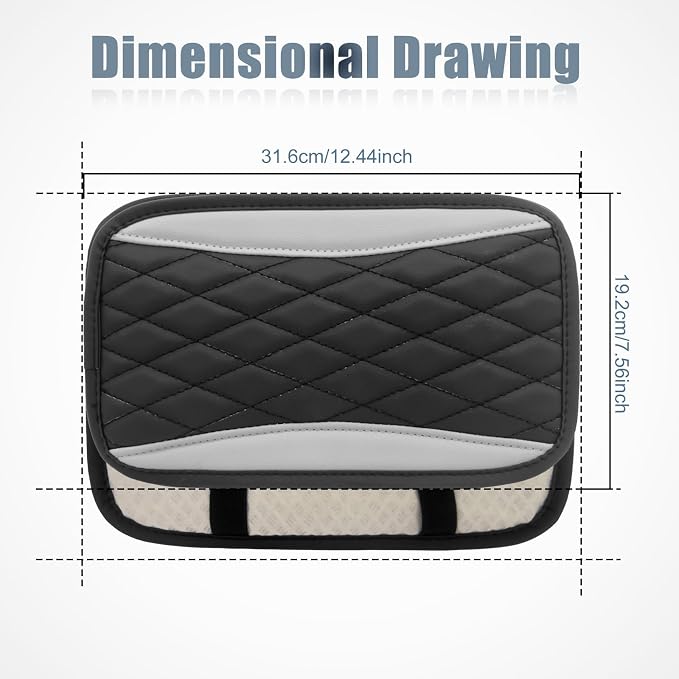 Car Center Console Cover, Universal Leather Waterproof Armrest Seat Box Cover Protector, Comfortable Car Decor Accessories Fit for Most Cars, Vehicles, SUVs-Gray