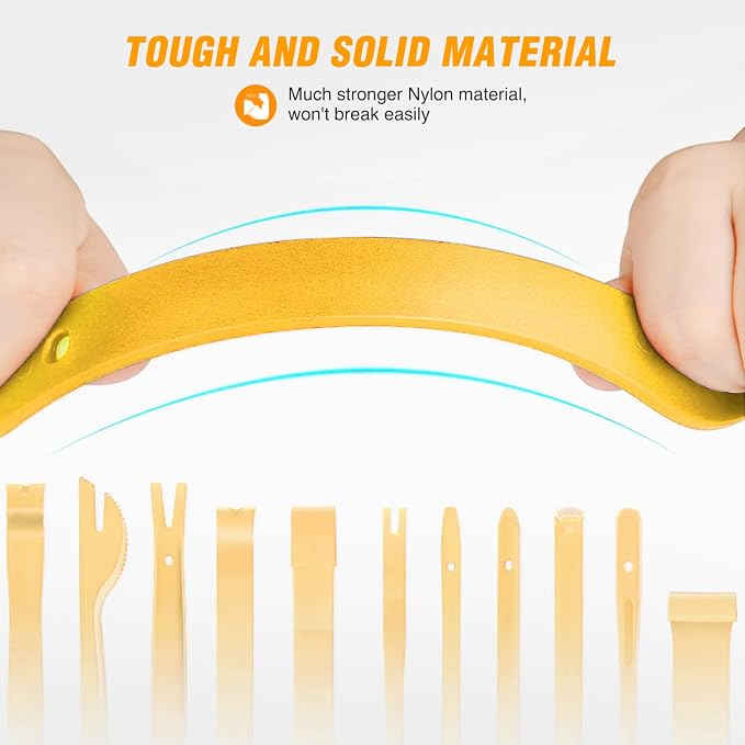 13PCS Nylon Trim Removal Tool Set for Bumper Fastener Rivet Clips Car Door Clip Panel Audio Video Dashboard Dismantle Yellow