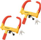 2 Pack Trailer Wheel Lock | Heavy Duty Anti Theft Wheel Clamp Lock with 3 Keys Adjustable Security Tire Lock Fits 7-11" Width Tyres, Great Deterrent for Trailers Car SUV Boats ATVs