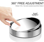 2 pcs Blind Spot Mirrors, 2" Round HD Glass Convex 360° Wide Angle Side Rear View Mirror with ABS Housing for Cars SUV and Trucks, Silver, Pack of 2
