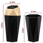 Car Trash Can with Lid, Mini Car Trash Cup with 30 Additional Trash Bags, Car Accessories for Interior, Leakproof Vehicle Garbage Bin for Car, Home, Office - 2 Packs, Gold