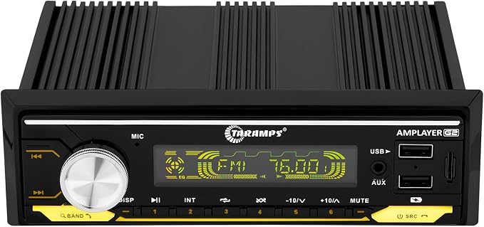Amplayer G2 Bluetooth Car Stereo Single DIN Media Receiver with Built-in 400W RMS Amplifier, 4 Channels, USB, SD, FM Radio, Hands-Free Calling, Audio Processor & RGB LED Control