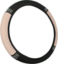 Bling Car Steering Wheel Cover, 15 Inch Rhinestones Soft Leather Elastic Steering Wheel Protector, Sparkly Crystal Diamond for Women, Car Interior Accessories for Most Cars (Beige)