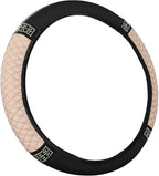 Bling Car Steering Wheel Cover, 15 Inch Rhinestones Soft Leather Elastic Steering Wheel Protector, Sparkly Crystal Diamond for Women, Car Interior Accessories for Most Cars (Beige)