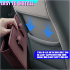 Car Side Door Organizer, Leather Auto Back Seat Storage Pouch with Cup Holder, Car Console Side Trash Can, Universal Vehicle Interior Organizer Pocket for Phone, Coin, Sunglasses (Red)