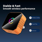2026 Mini Wireless Carplay Adapter, Upgrade Wired to Wireless for Carplay & Android Auto, Plug And Play, Fast Auto-Reconnect Stable Control, Zero Delay Car Play for Iphone Ios 10+, Android 11+, Orange