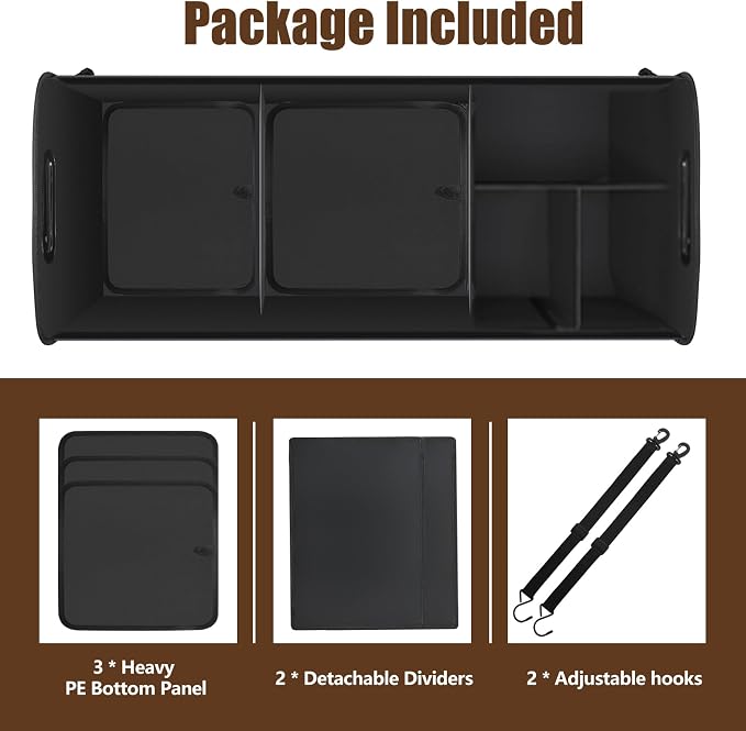 Leopard Print Trunk Organizer - 95L Large Capacity, Non-Slip Bottom, Waterproof, Portable Car Storage for SUV, Truck, Sedan