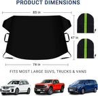 Windshield Cover for Ice and Snow, Car Windshield Snow Cover, Thicken Windshield Frost Cover Waterproof Windshield Snow Ice Cover with Large Mirrors Cover for Most SUVs Trucks (74"x 47")