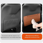 2PCS Car Kick Mat, Anti-Scratch Waterproof Anti-Slip Vehicle Back Seat Protector with Storage Pockets, Automotive Interior Seat Back Covers, Universal for SUV RV Truck (Red Brown)