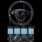 Car Steering Wheel Cover,Anti-Slip, Safety, Soft, Breathable,Heavy Duty, Thick,Full Surround,Sports Style (Black with Light Blue Line)