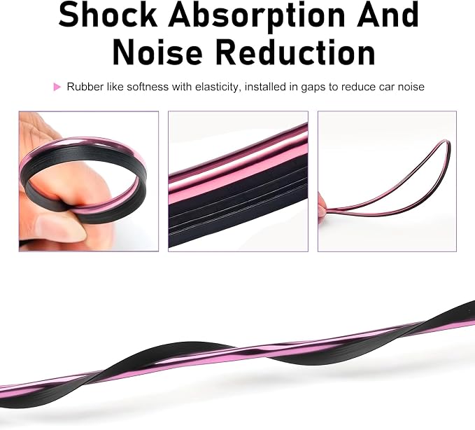 Car Interior Moulding Trim Strip, 33Ft/10M Car Flexible Electroplating Decoration Styling Door Dashboard, DIY Pinstriping Filler Insert Strip, with Installing Tool, Interior Accessory(Pink)