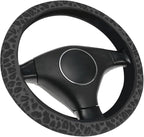 Black Leopard Cheetah Steering Wheel Cover, Anti-Slip Universal Car Steering Wheel Cover for Women Girls, Soft Breathable Neoprene 15 Inch Car Accessories Case fit for Cars Auto SUVs