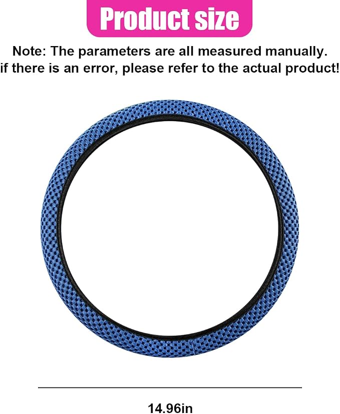 Elastic Stretch Steering Wheel Cover, Anti-Slip, 15inch, Blue | Microfiber Odorless Breathable Ice Silk Car Steering Wheel Protector, Easy Carry, Warm in Winter & Cool in Summer