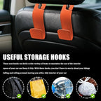 2PCS Car Seat Headrest Hooks, Purse Hook for Car, Automotive Headrest Handbags Holder, Auto Accessories Leather Seatback Organizer Hanger for Hanging Purses Bags Coats (Orange, 2PCS)